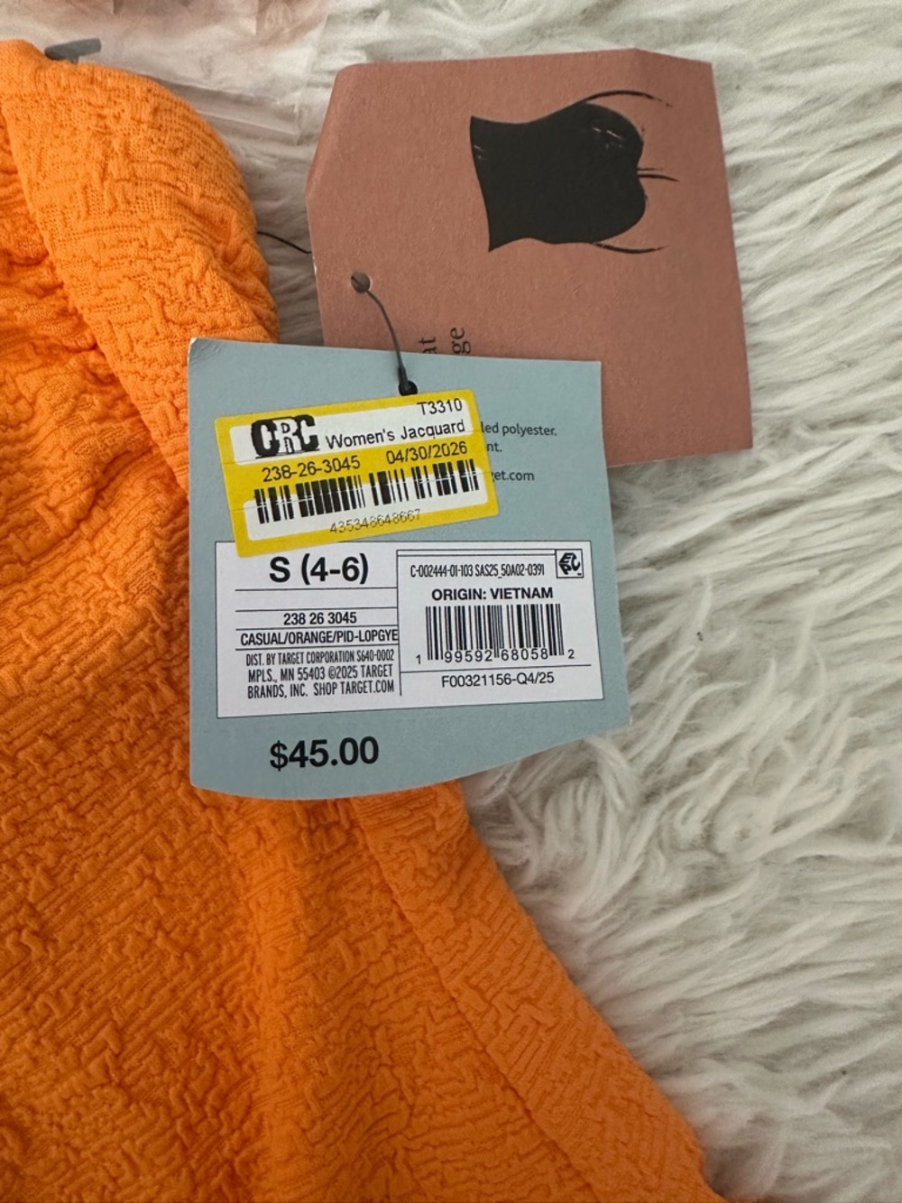 NWT Shade & Shore Orange Jacquard Bandeau One Piece Swimsuit - Picture 7 of 7